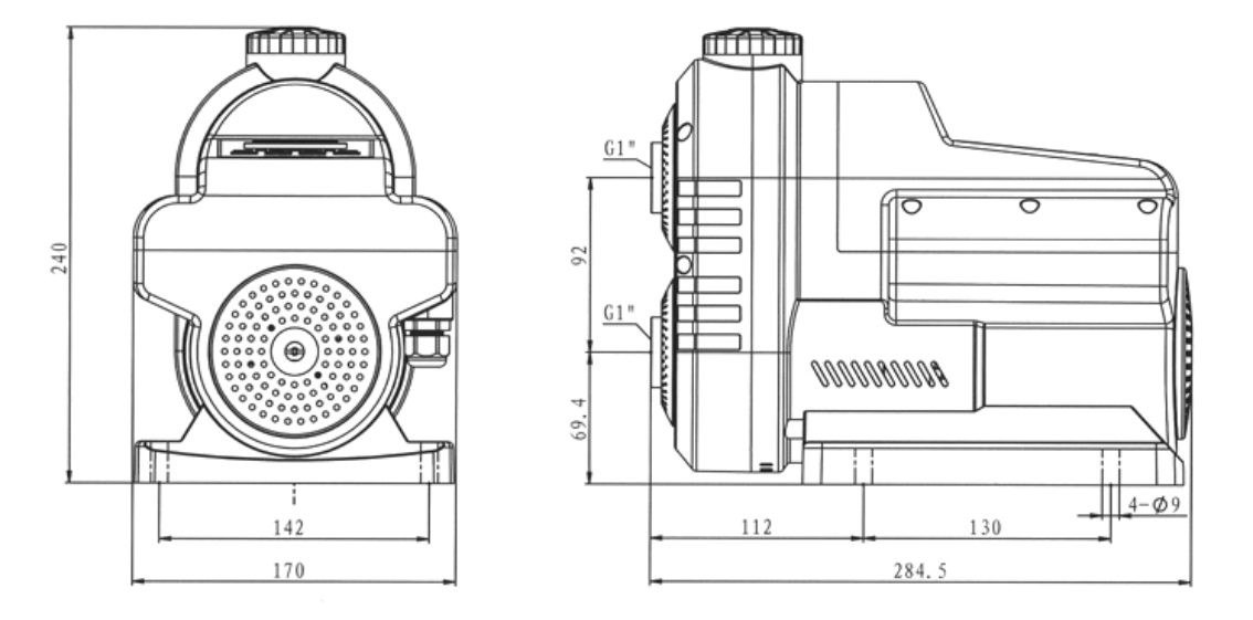 APF variable speed water pump dimension